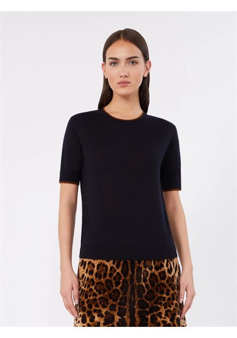 Max Mara Studio Women's MSTAGENDA Navy Blue Silk and Wool Short-Sleeve Knit Max Mara Studio |  | 2626366081600014